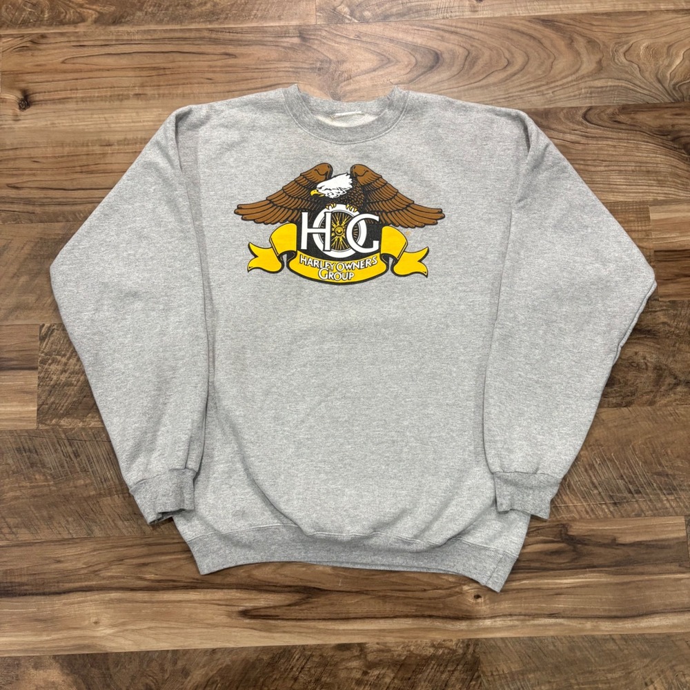 Vintage Y2K Harley Davidson Sweatshirt Mens M Grey HOG Indianapolis Biker Crew